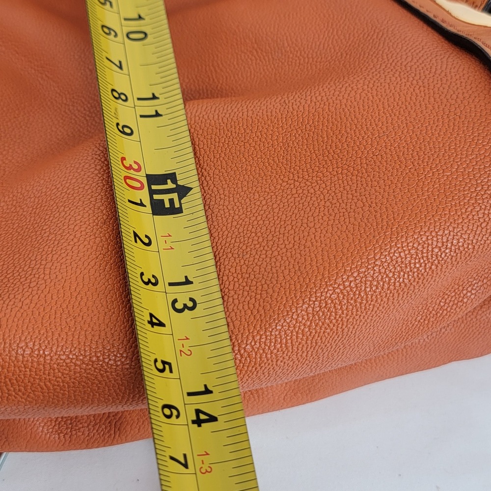 Hype Orange Pebbled Leather Satchel Crossbody Bag Gold Hardware - Picture 14 of 16